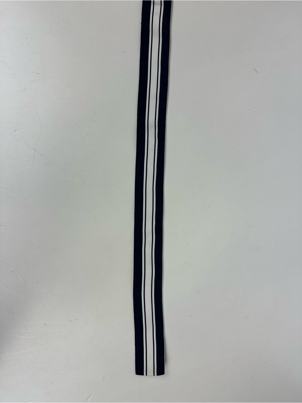 Lauren Ralph Lauren Navy and White Striped Ribbon Belt with Gold Ring - Picture 5 of 12